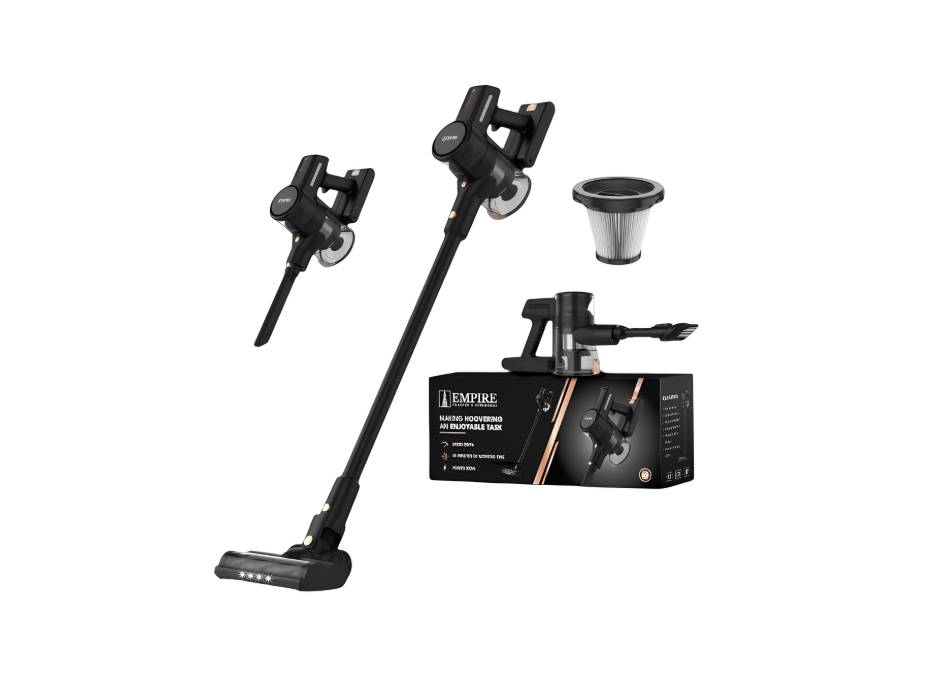 Empire Cordless Vacuum Cleaners - 6 in 1 with Powerful Suction 300W Brushless Motor, 3 Power Modes, Cordless Vacuum Up to 45min Runtime