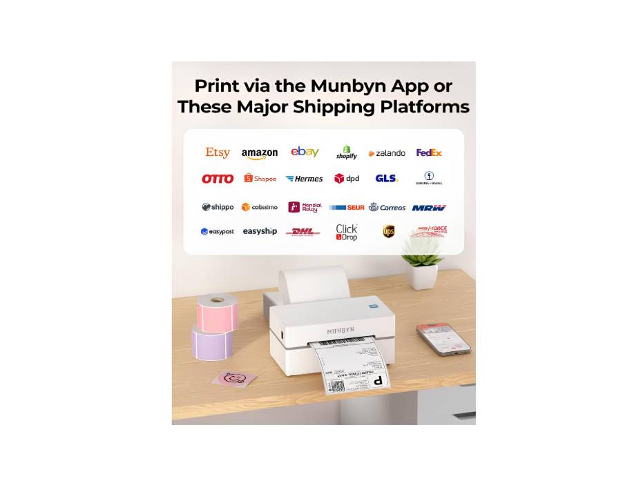 MUNBYN Thermal Label Printer, Portable Bluetooth Label Maker, 4 x 6 inches | ITPP130B