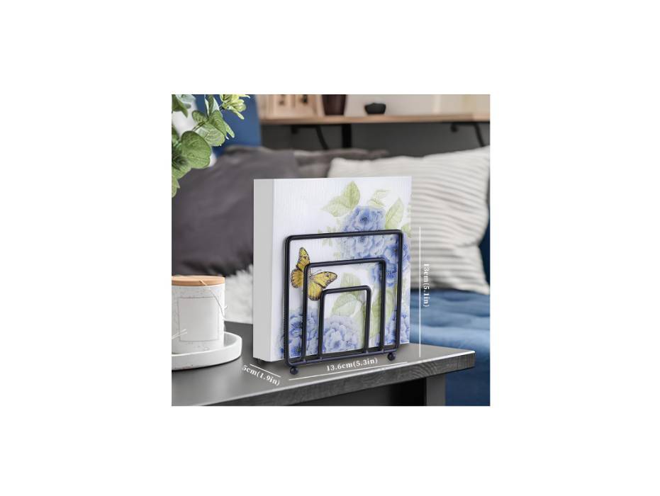 Metal Napkin Holder, 13.7D x 5.5W x 12.8H cm, Black