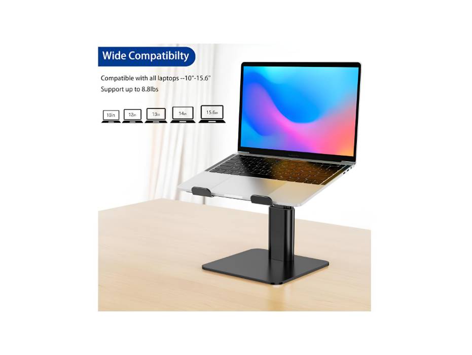 BESIGN LSX6N Computer Stand, Ergonomic Adjustable Notebook Riser Holder for Desk Compatible with 10-15.6'' Laptops, Black