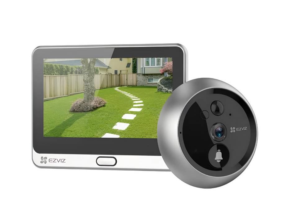 EZVIZ DP2C 1080p Video Door Viewer Peephole Camera with Color Screen, Built in Chime, Rechargeable Battery, APP Viewing, Two Way Audio, PIR Motion Detection