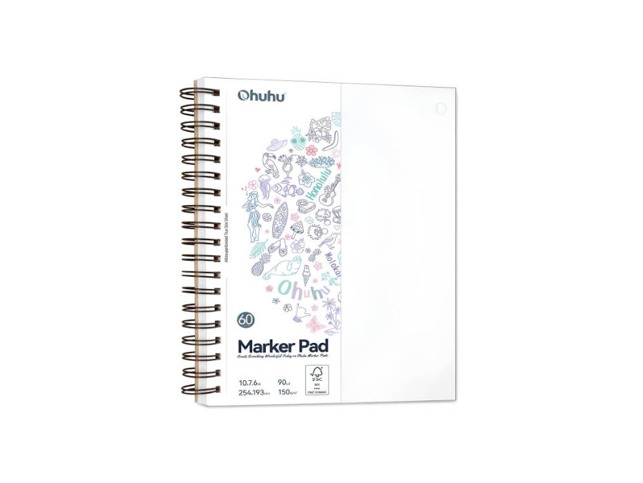 Ohuhu Double Sided Marker Pads Art Sketchbook Bleedproof - 150GSM Smooth Drawing Paper - 60 Sheets - 254 x 193mm