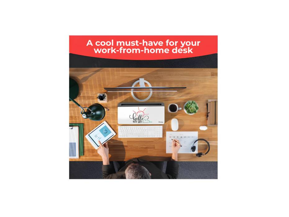 Chalkola Glass Desktop Whiteboard with Storage - Dry Erase Board, Work Desk Organizers, Computer Keyboard Stand, Home Office Desk Accessories with 3 Markers