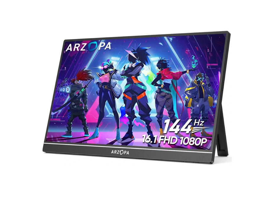 ARZOPA Portable Gaming Monitor 16.1'' 144Hz, 100% sRGB 1080P FHD Kickstand Portable Monitor