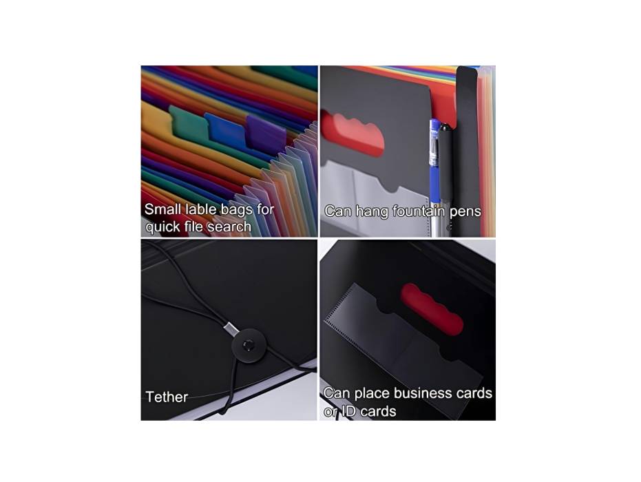 Expanding File, A4, 24 Pockets, Black