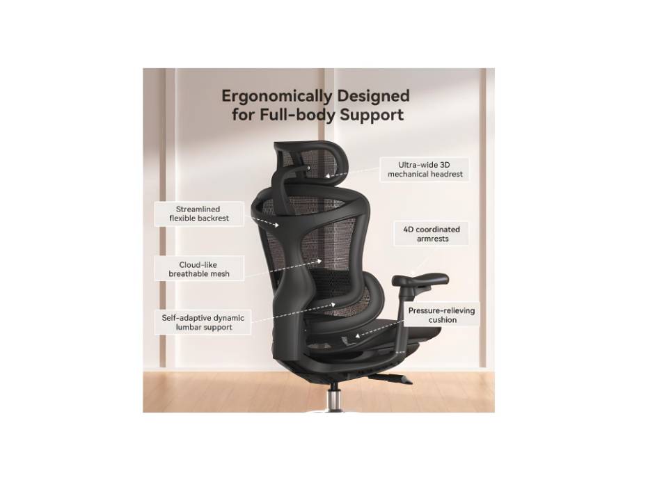 Doro C300L Gaming Ergonomic Office Chair with Ultra Soft 3D Armrests, Dynamic Lumbar Support for Home Office Chair, Adjustable Backrest Desk Chair, Swivel Big and Tall Office Chair (Black)