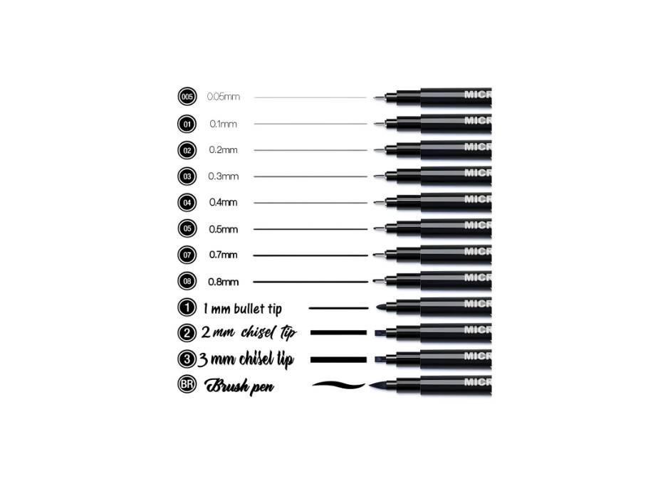 AKARUED Black Fineliner Pens, 12 Pack Fineliners Technical Drawing Micro Liner Sketch Pen