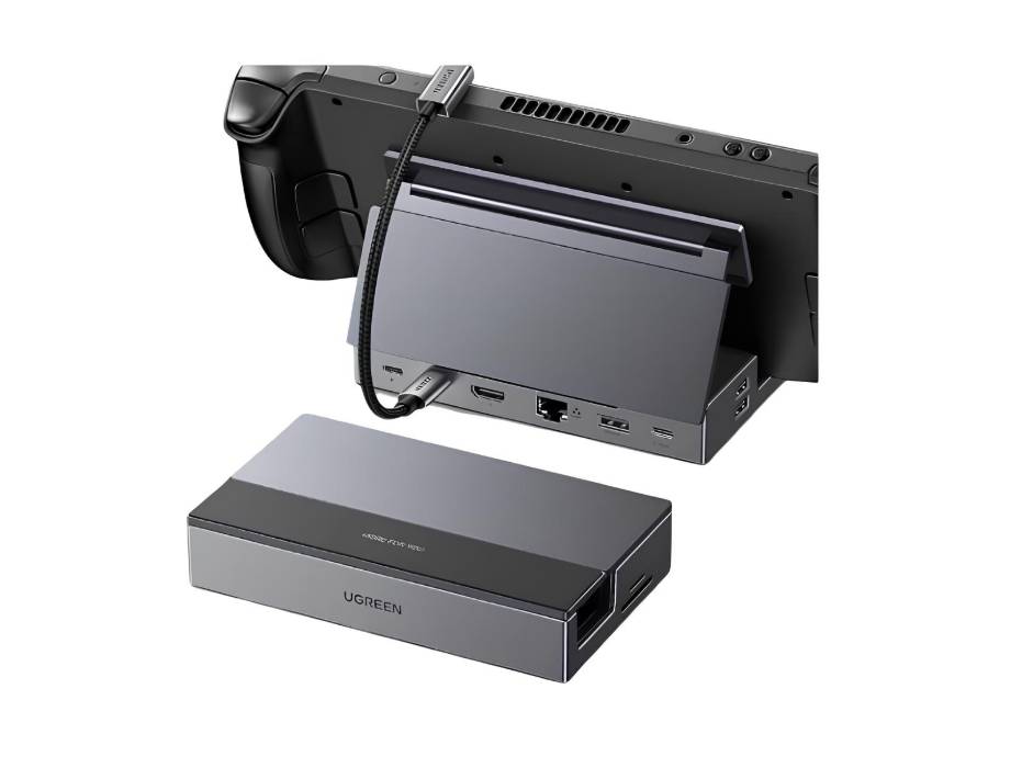 UGREEN Steam Deck Dock 9-in-1 USB C Docking Station with Foldable Stand, 4K@60Hz HDMI, Gigabit Ethernet, PD 100W, 10Gbps USB A&C 3.2, TF/SD