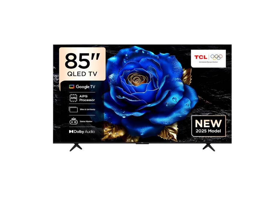 TCL 85T6C 85 Inch Smart TV 4K QLED Colorful Quantum Crystal HDR 10+ Gaming Google TV, ONKYO 2.1 Hi-Fi, Dolby Atmos, Voice Control, Game Master, Slim Design