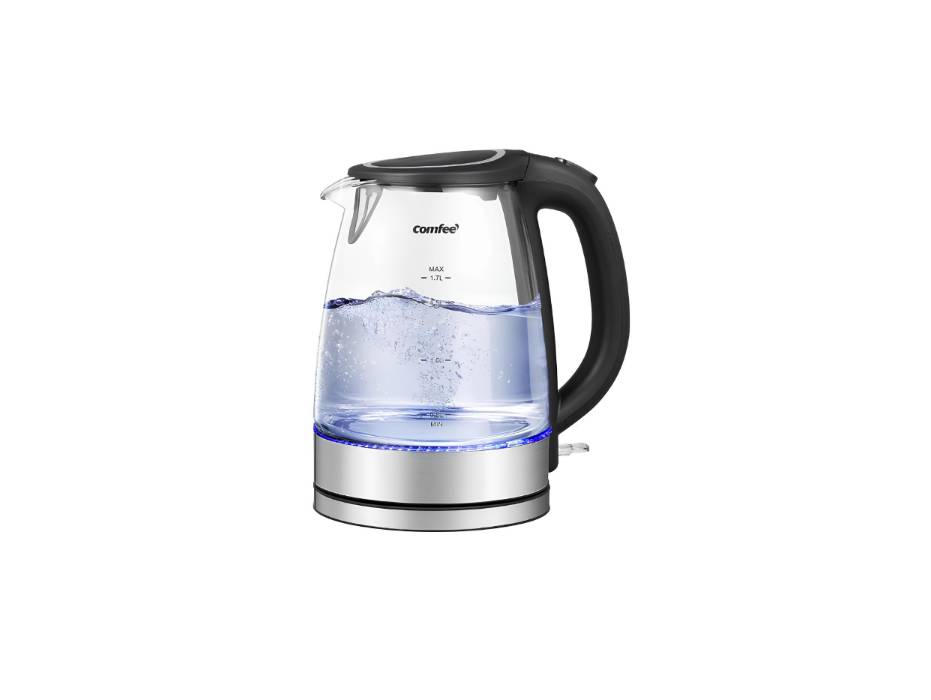 COMFEE' Glass Electric Tea Kettle & Hot Water Kettle Electric, 2200 W 1.7L Capacity Electric Kettle with LED Indicator, Fast Boil Auto Shut-Off and Boil-Dry Protection