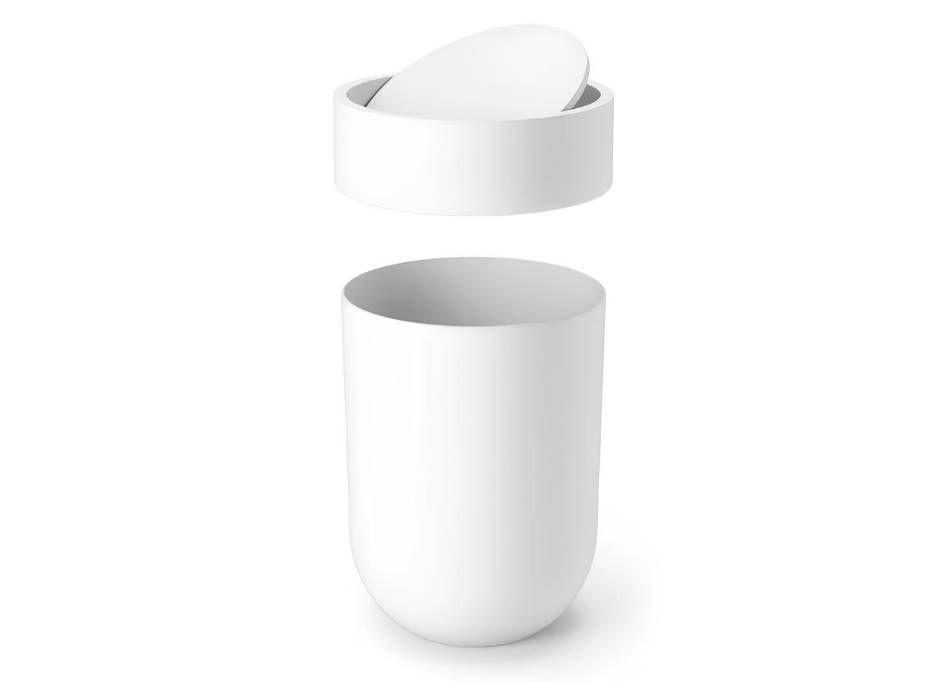 Umbra Touch Molded Bathroom Tumbler Waste Bin, 6 Liters, White
