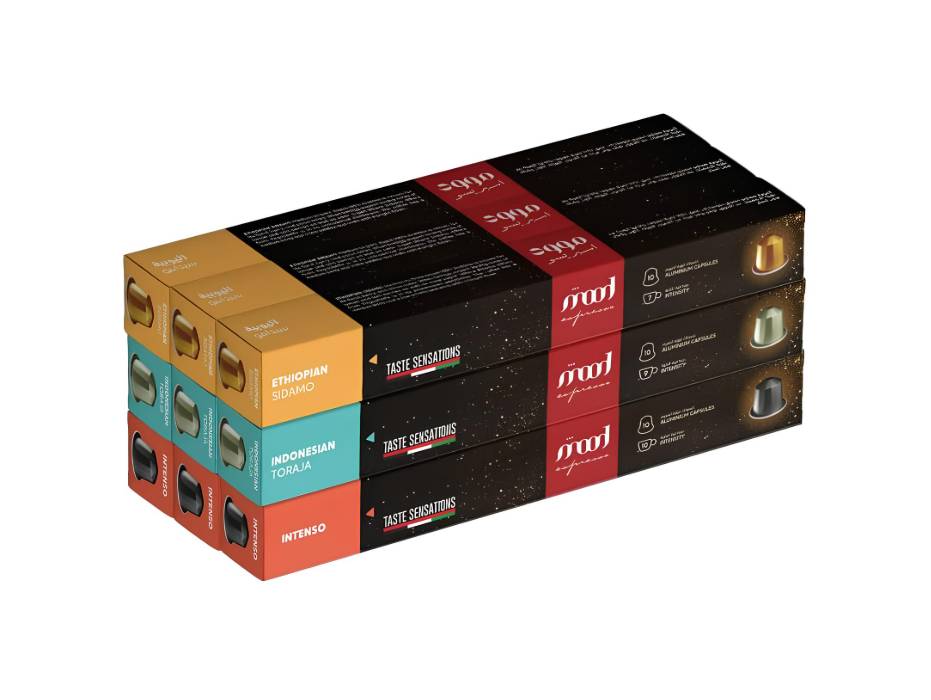 Mood Espresso - Nespresso Compatible Capsules (3 Flavors: Intenso, Indonesian Toraja, Ethiopian Sidamo), Pack of 9 (90 Capsules)