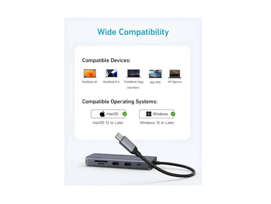 Anker USB C Hub, Dual-Display USB-C Hub (10-in-1), 4K@30Hz HDMI Display, 1080p VGA with 100W Max Power Delivery, 5 Gbps USB-C and USB-A Data Ports