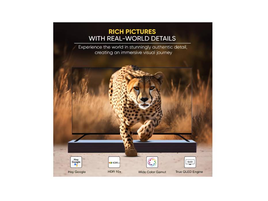 Nikai 50 Inch 4K QLED Ultra HD Smart Google TV, Hands Free Voice Control, Dolby Vision + Atmos, HDR10+, Effortless Connectivity with Android & Apple devices - NPROG50QLED