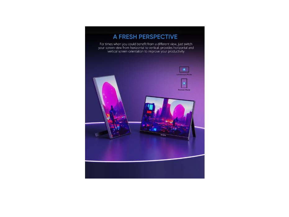 ARZOPA Portable Gaming Monitor 16.1'' 144Hz, 100% sRGB 1080P FHD Kickstand Portable Monitor