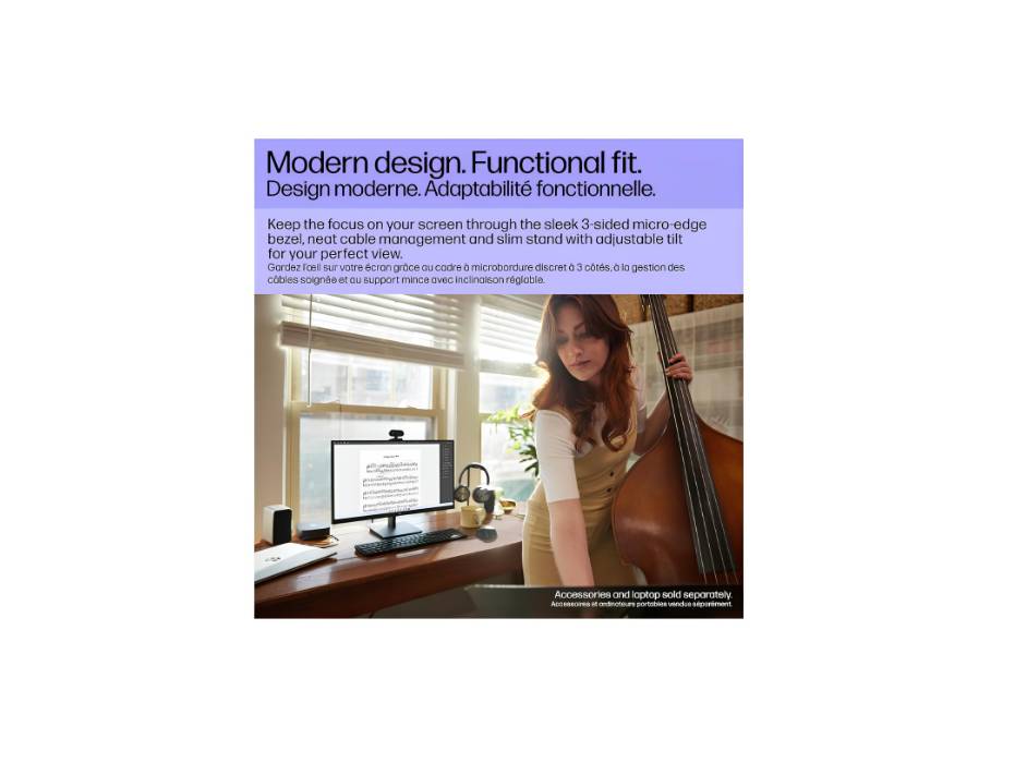 HP V24i G5 FHD Monitor, AMD FreeSync Technology, HDCP Support for HDMI, Black