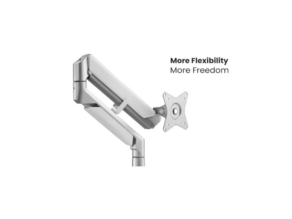 Navodesk NAVO Control Monitor Arm - Model A Pro, Ergonomic Monitor Desk Mount with Gas Spring Tech & USB Hub, Adjustable Monitor Stand with Clamp and Grommet Base