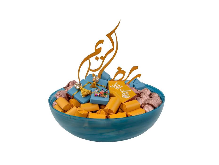 Patchi Ramadan-themed Collection - 690 g - 23 cm x 23 cm x 10 cm, Glass Bowl - Grey