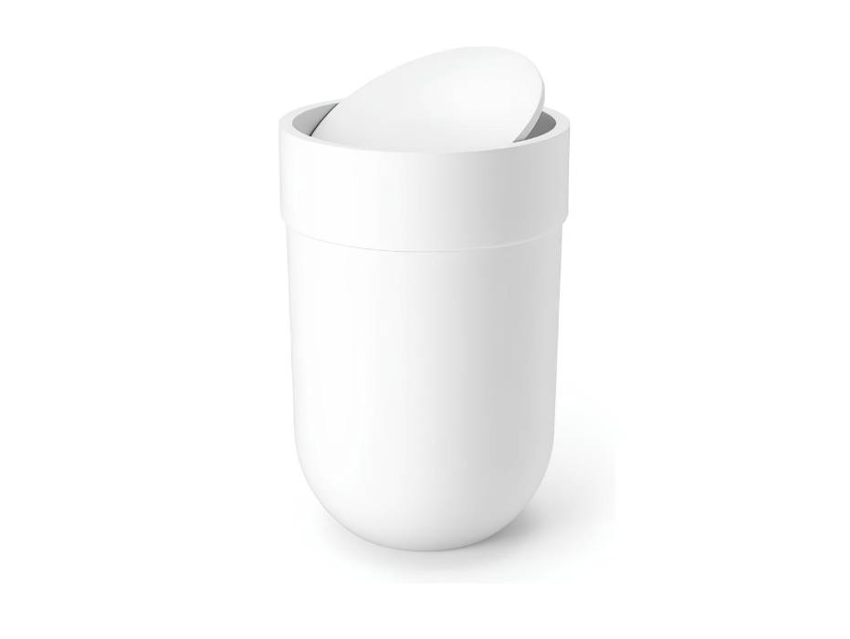 Umbra Touch Molded Bathroom Tumbler Waste Bin, 6 Liters, White