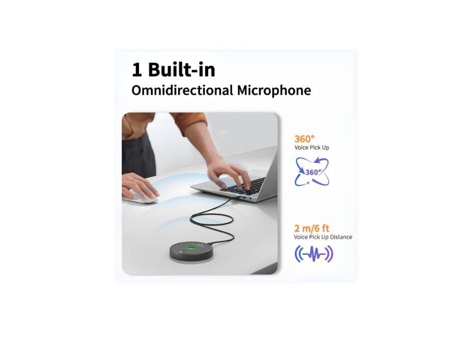 AIRHUG USB Microphone No Speaker, Desktop Computer Mic, Mute Button with LED Indicator, AI Noise Reduction, Plug & Play Omnidirectional Condenser PC Laptop Mics, for Online Calls/Class/Recording Video