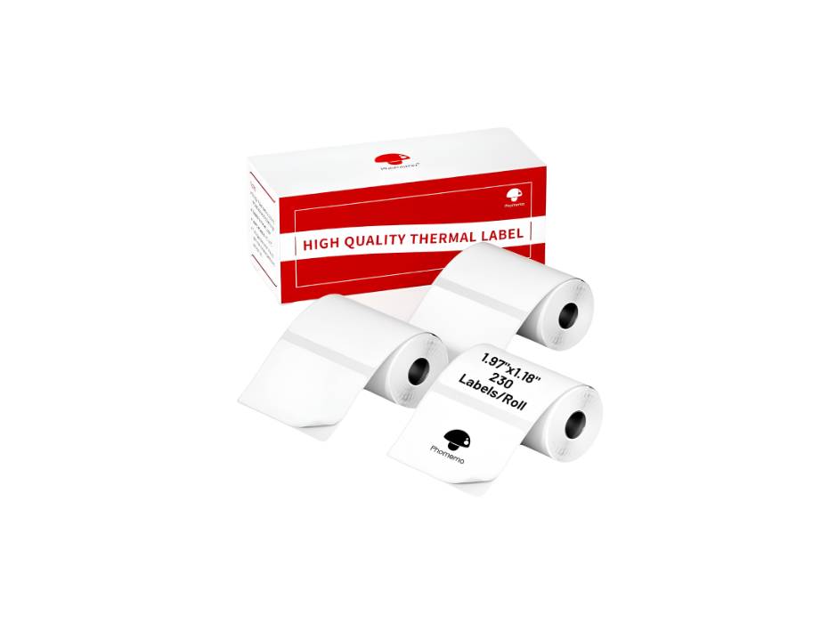 Phomemo Multi- Purpose Square Self-Adhesive Label, 3 rolls/box, 230 labels/roll, Black on White (50x30mm)