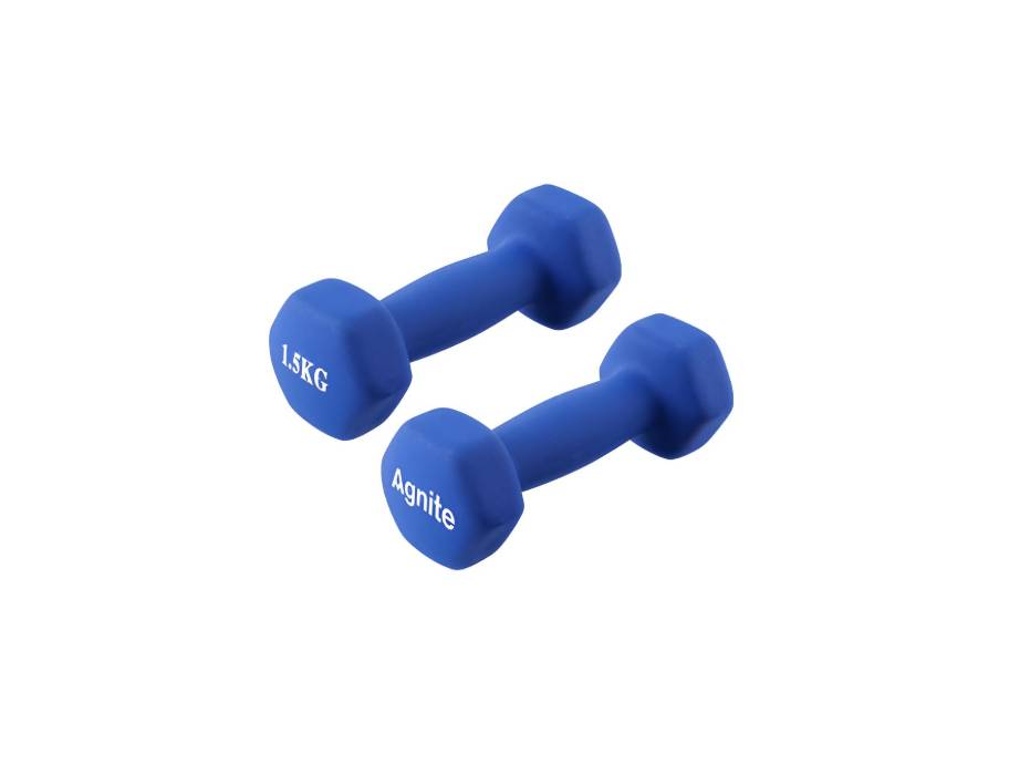 Agnite ER082-BL 1.5kg Dipped Dumbbell - Durable and Stylish Fitness Equipment in Blue