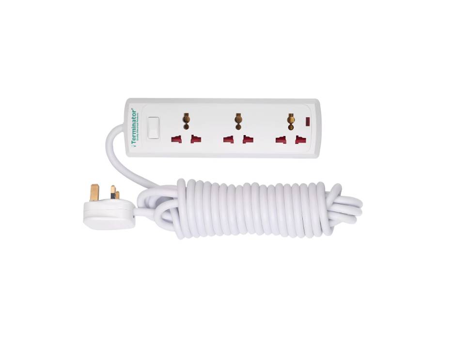 Terminator 3 Way Universal Power Extension Socket With Master Switch, Indicator and 5M Cable - TPB 523-5M