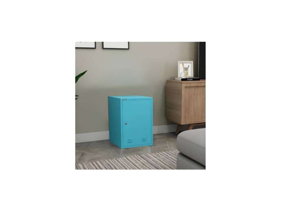 RIGID Mini Locker with Lock and Key, Steel Storage Lockable File Cabinet, Home School Gym Office Garage, Blue