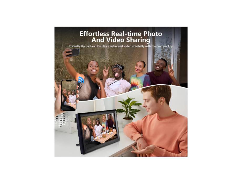 PINREK Frameo 15.6 Inch WIFI Digital Photo Frame, 64GB Memory, 1920 x 1080 HD IPS Touch Screen, Auto-Rotate