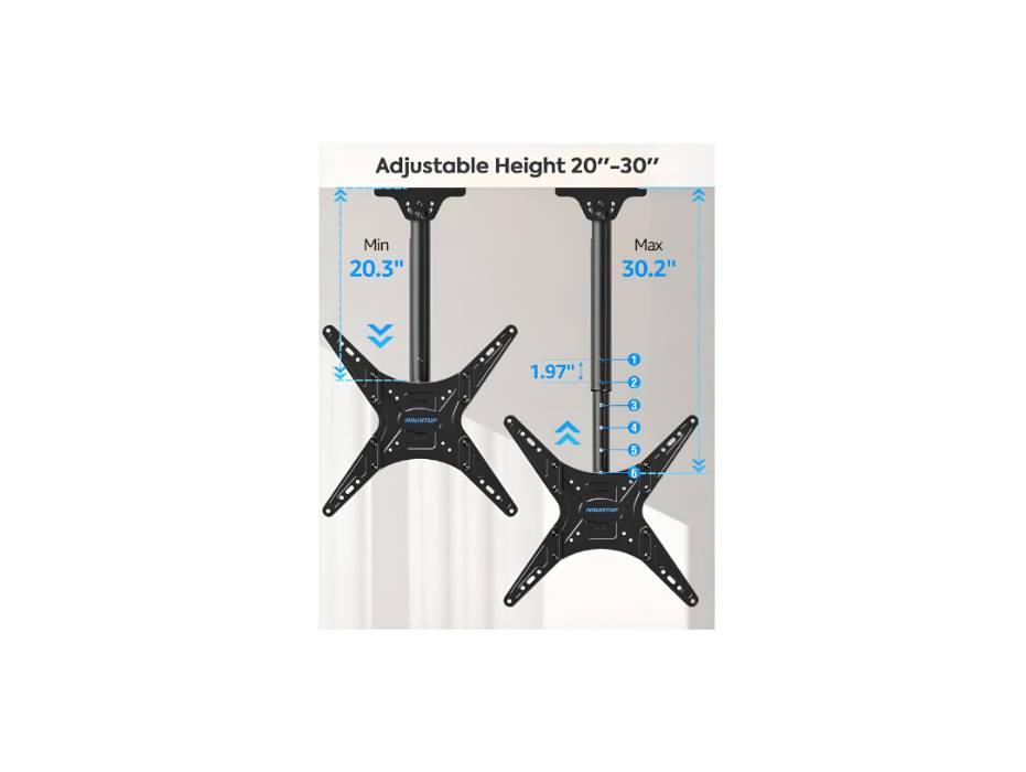 MOUNTUP Ceiling TV Mount for Most 24''- 65'' TVs, Hanging TV Ceiling Mount, Full Motion Height Adjustable Bracket, Holds up to 99lbs, MU0039