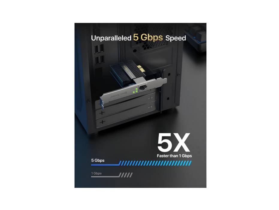 BrosTrend 5Gb PCIe Network Card, PCIe Ethernet Card with Extra Low-Profile, PCI Express Network Adapter