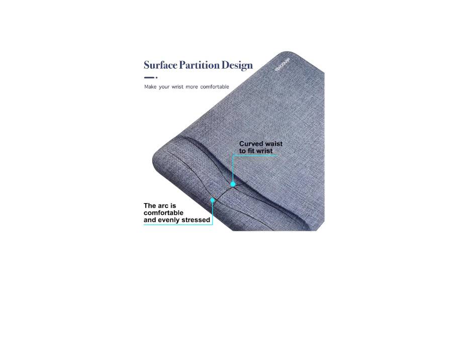 EXCOVIP Mouse Pad With Wrist Support, Soft And Comfortable Ergonomic Hand Washable Mouse Pad, Grey 9558