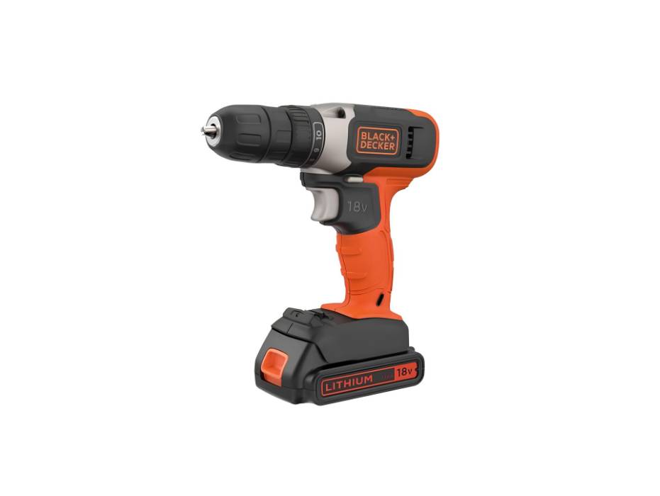 Black+Decker 18V 1.5Ah Li-Ion Cordless Drill Driver for Wood Drilling & Screwdriving/Fastening, Orange/Black