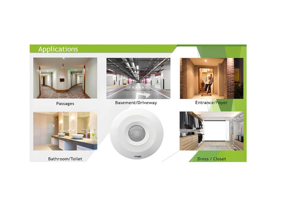Schneider-electric 360° Occupancy Slim PIR - Presence Room Ceiling Mount - 230V Energy Saving Motion Sensor, White