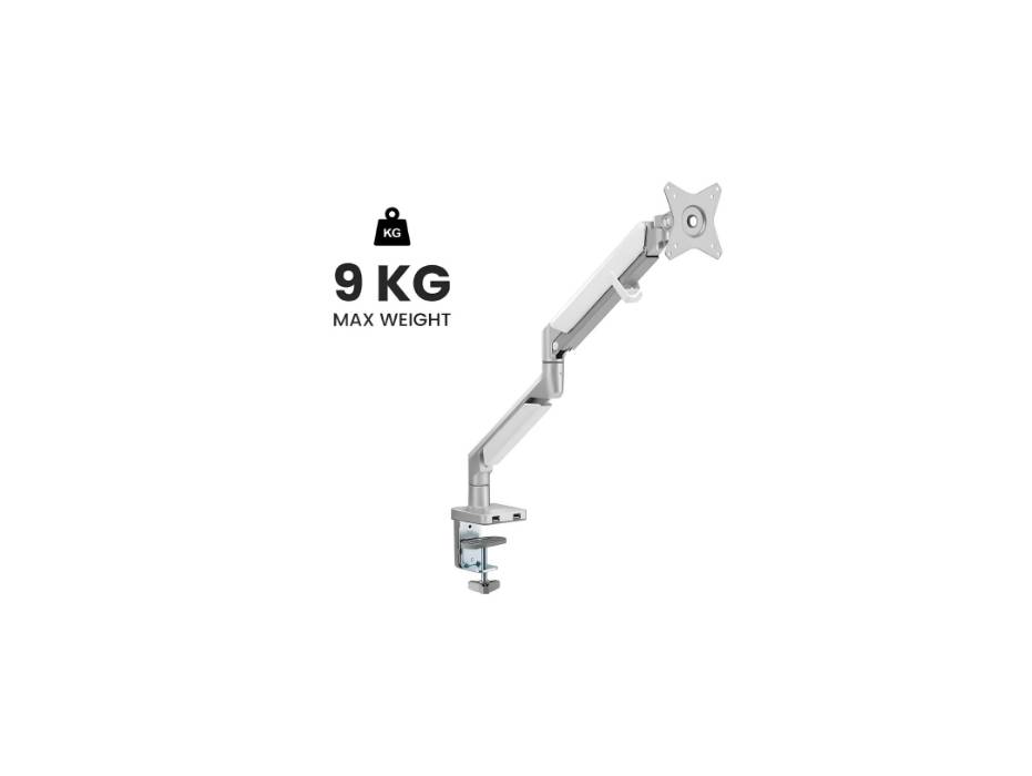 Navodesk NAVO Control Monitor Arm - Model A Pro, Ergonomic Monitor Desk Mount with Gas Spring Tech & USB Hub, Adjustable Monitor Stand with Clamp and Grommet Base