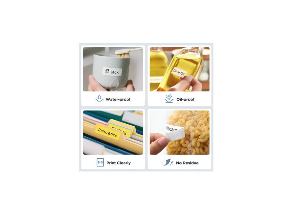 SUPVAN Thermal Label Tape, E10/E16 Labels Paper, Continuous Label Tape 0.59in x 19.68in, Waterproof Labels Suitable for Home, Office, School (White)