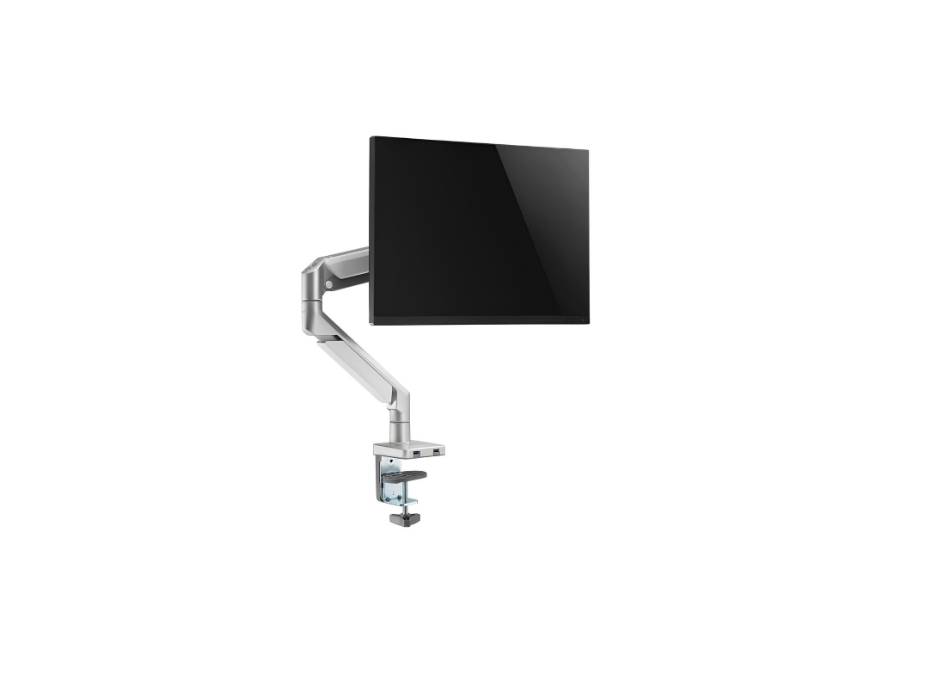 Navodesk NAVO Control Monitor Arm - Model A Pro, Ergonomic Monitor Desk Mount with Gas Spring Tech & USB Hub, Adjustable Monitor Stand with Clamp and Grommet Base