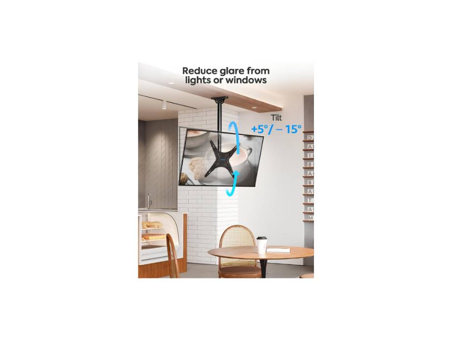 MOUNTUP Ceiling TV Mount for Most 24''- 65'' TVs, Hanging TV Ceiling Mount, Full Motion Height Adjustable Bracket, Holds up to 99lbs, MU0039