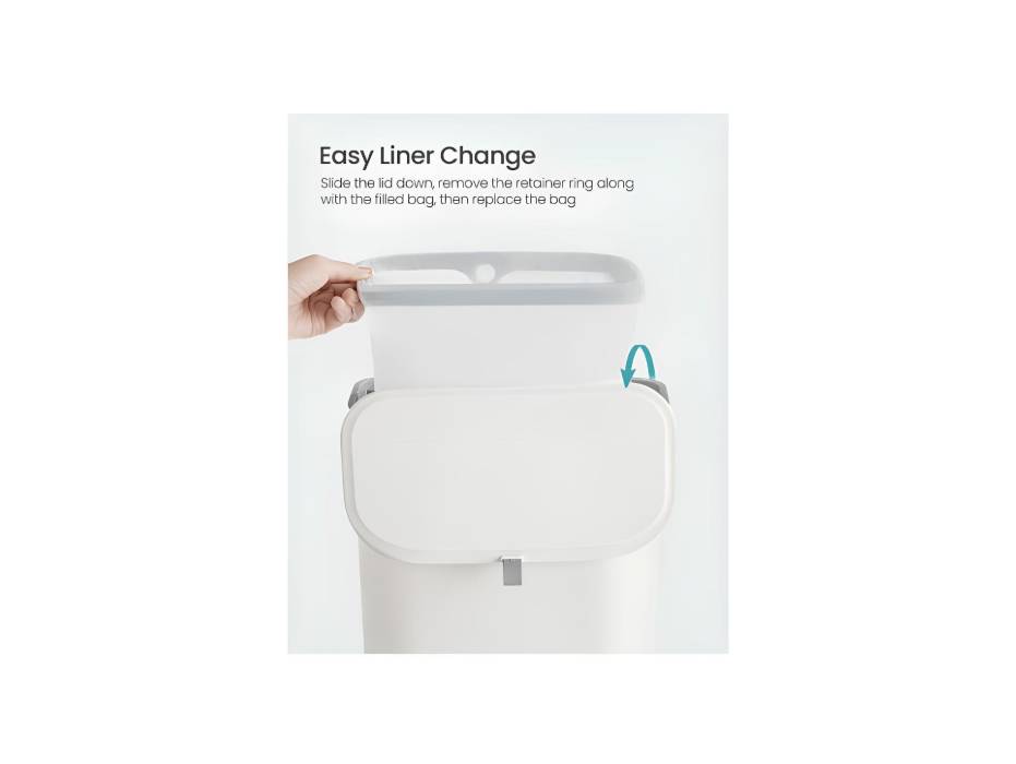 SONGMICS Hanging Trash Can, 9L Kitchen Bin with Lid for Food Waste, Wall Mounted Trash Can, Hanging or Sticking on Cupboard Door, White LTB820W9