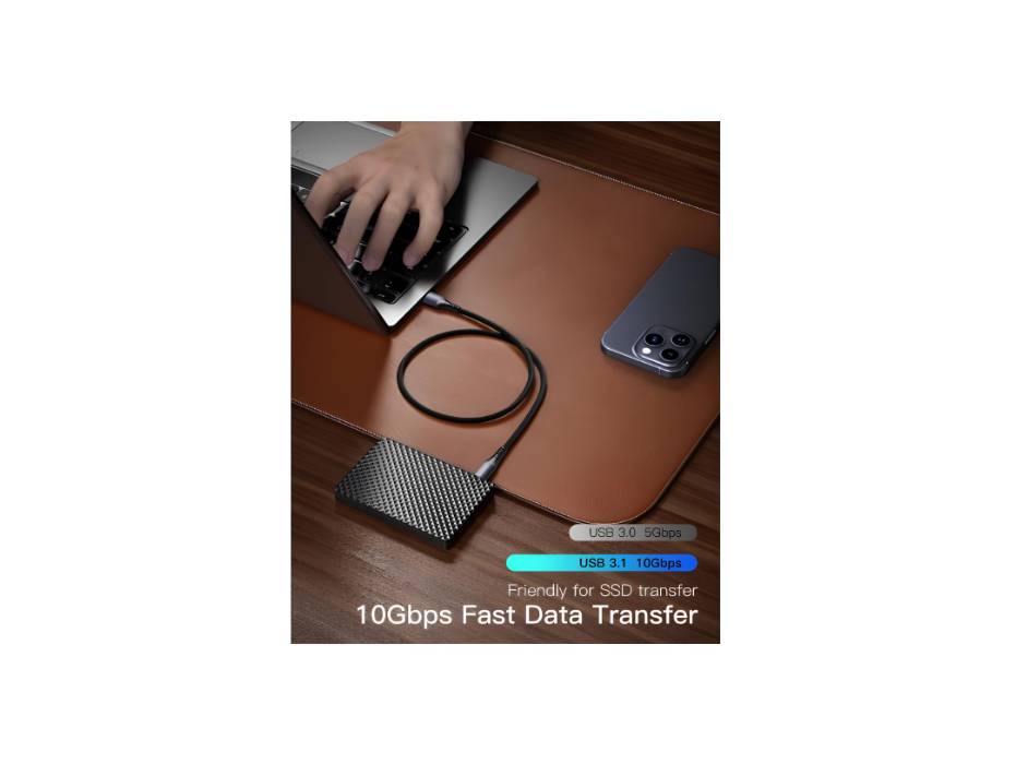 Stouchi USB C Cable 20CM Short 𝟏𝟎𝐆𝐁𝐏 USB 3.1 Gen 2 Nylon Braided Fast Charging Data Transfer Cable, USB A to USB C Charger for Android, Apple and Hard Drives