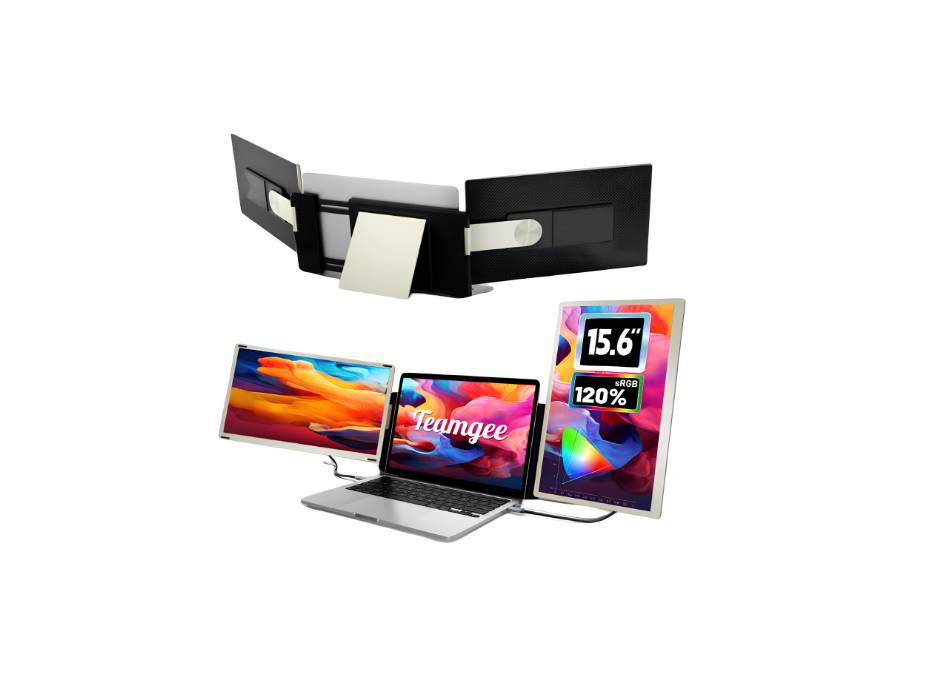 Teamgee Portable Monitor for All Laptops, 15.6" 1080P FHD IPS 120% sRGB, 235° Rotation, Detachable, Plug & Play, Compatible with Windows/Mac/Chrome/PC