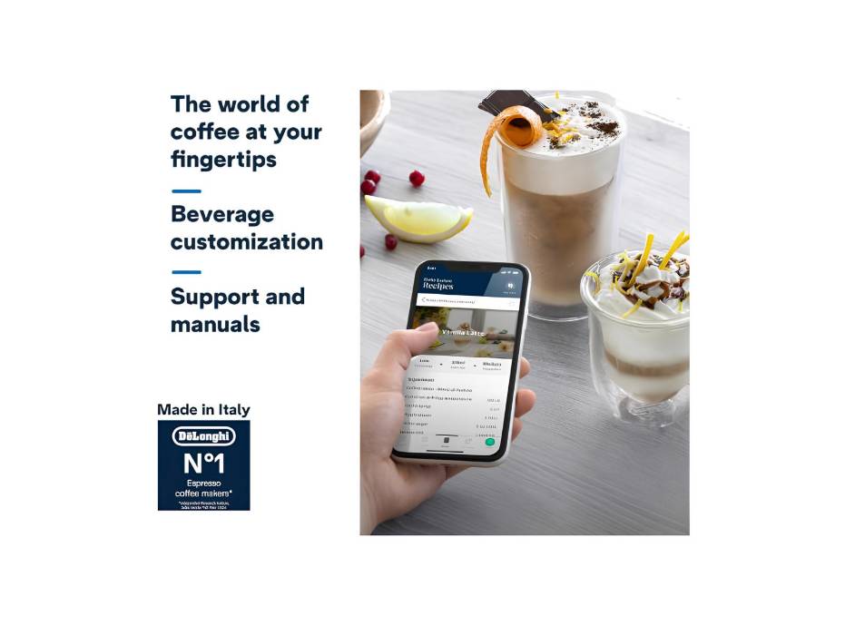 De'Longhi Cold Brew Coffee Machine ELETTA EXPLORE Fully Automatic Espresso Machine with 50+ Hot & Cold Beverages - ECAM452.67.G