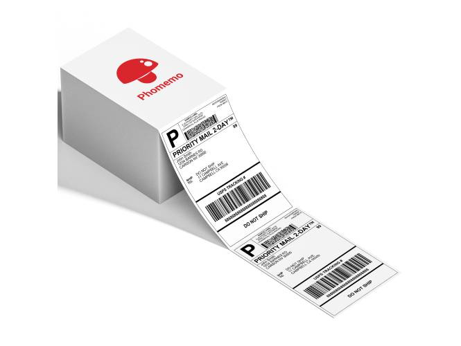 Phomemo Thermal Direct Shipping Label, 4''x 6'' Fan-Fold Labels, Pack of 500- White