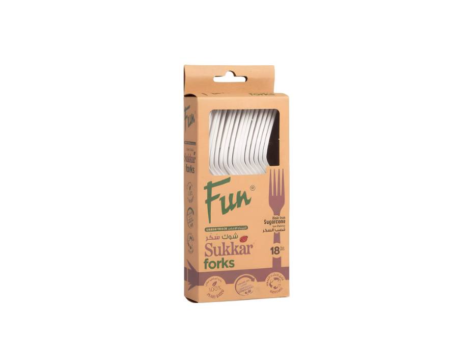 Fun Green Track Sukkar Forks White 18pcs/pack