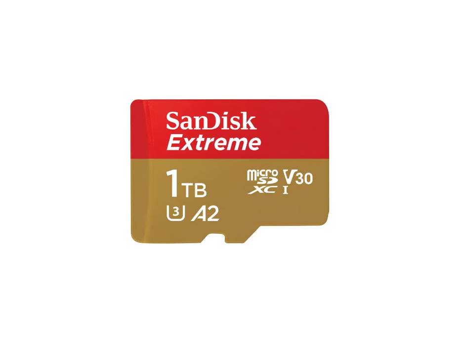 SanDisk 1TB Extreme microSD UHS, 190MB/s Read, 130MB/s Write SDSQXAV 1T00 GN6MN, Red/Gold
