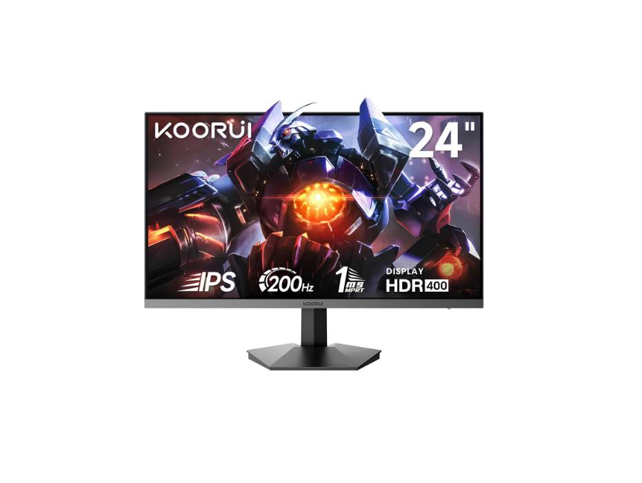 KOORUI G2411P Gaming Monitor, 24" IPS Display, FHD Resolution, 200Hz Refresh Rate, 1ms (MPRT) Response Time, AMD FreeSync Premium Technology, 16.7m Color Display, Black |G2411P