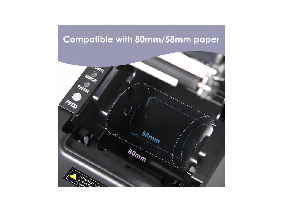 NUCOUN 80mm Thermal POS Printer, Bill Receipt Printer, Connect VC-3 VC-7 Cash Counter, Windows/Mac/Linux