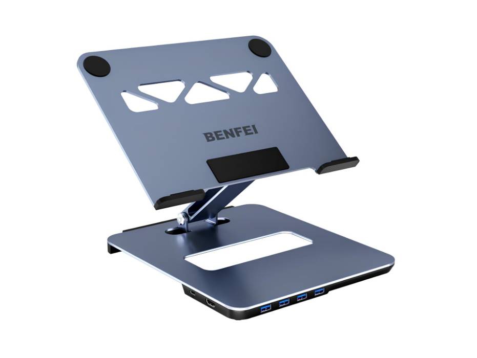 BENFEI Laptop Stand with USB C 6in1 Docking Station, HDMI 4K@60Hz, 4*USB3.0, 100W PD