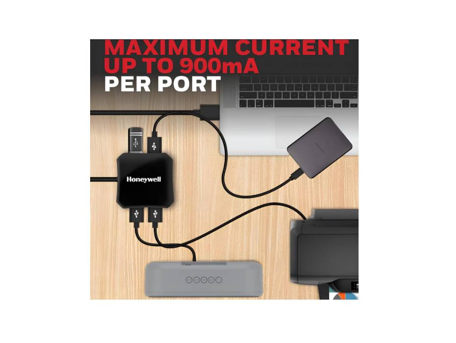 Honeywell Momentum 4-1 USB 3.0 Hub, 1.2M Cable, Max Current 900mA, Transmission Speed 5GBPS, Universally Compatible with all USB PC