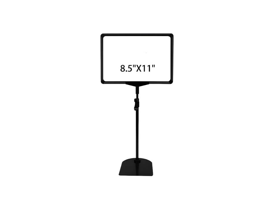 Adjustable Sign Poster Stand with Aluminum Snap Open, A4, Vertical and Horizontal, Black, 2 Pack